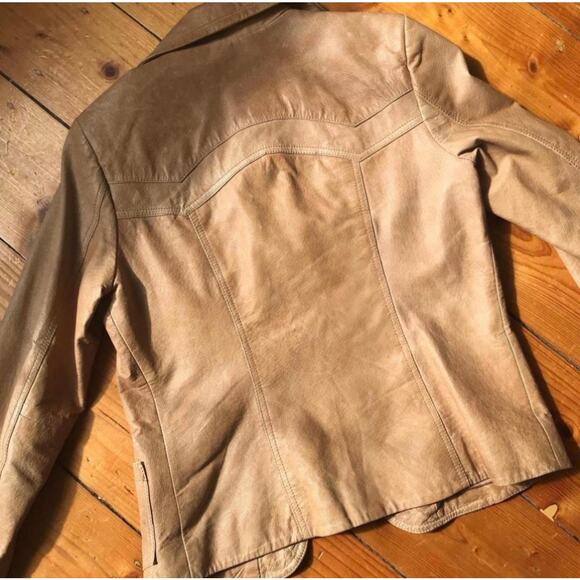 Vintage 90s/00s tan leather button up blazer jacket - Picture 3 of 3